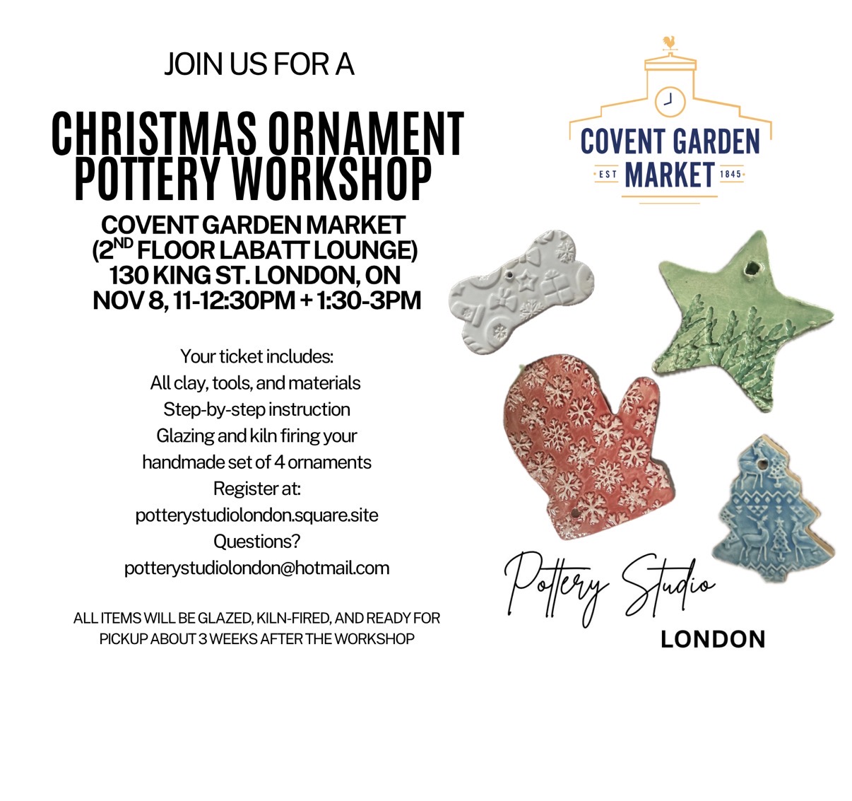 Christmas Ornament Pottery Workshop