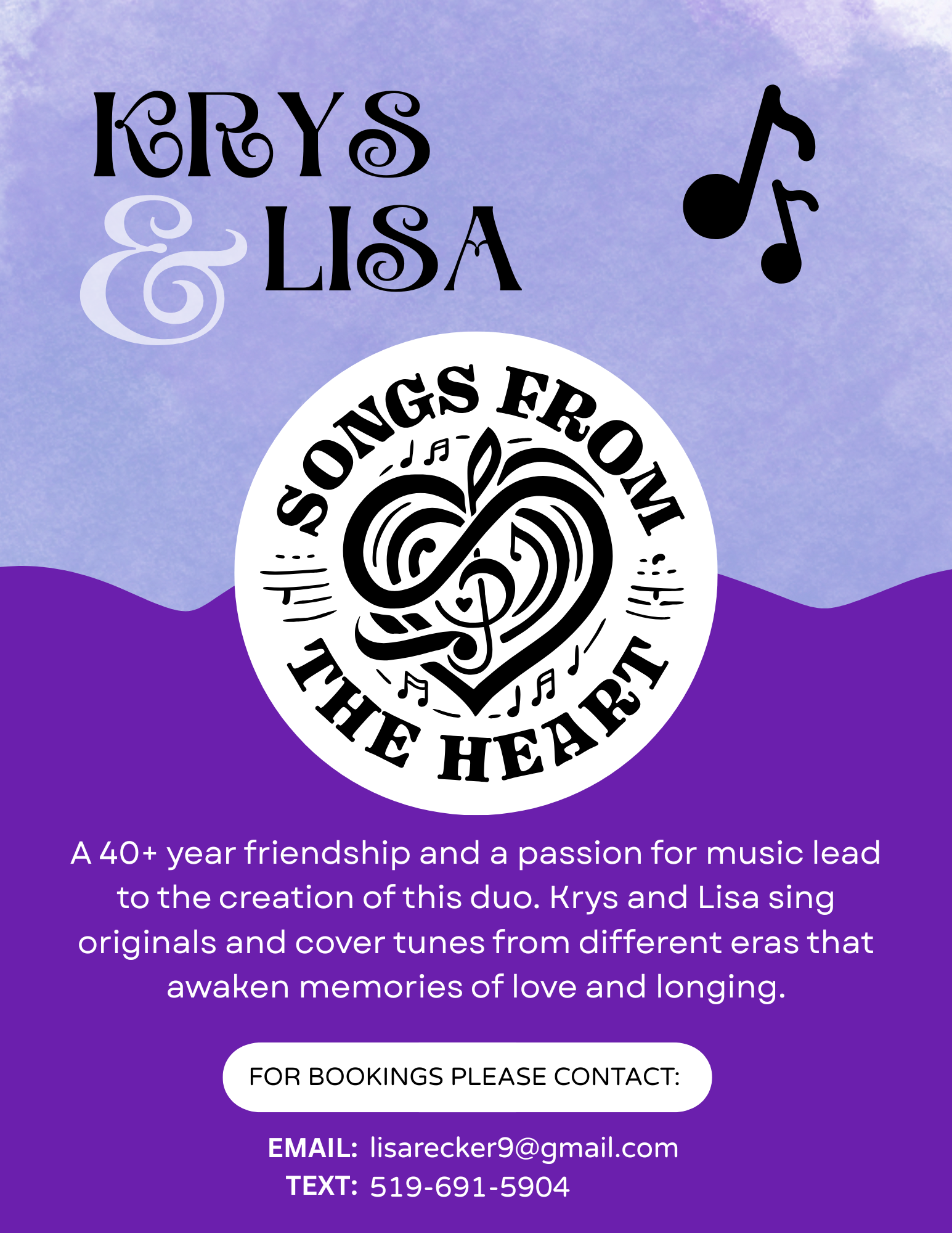 LIVE MUSIC WITH KRYS & LISA!